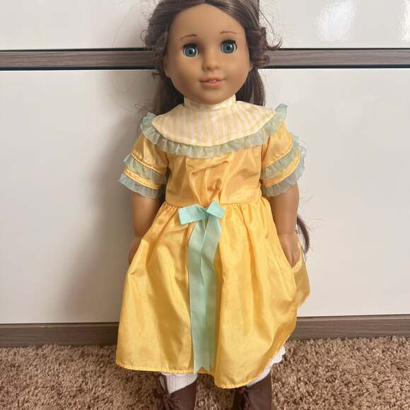 American Girl Doll Cecile Yellow Summer Outfit - Dress Hat Boots